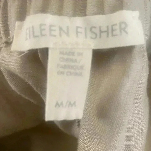 Eileen Fisher Light Tan 100% Linen Cropped Pull On Pants - Picture 3 of 5